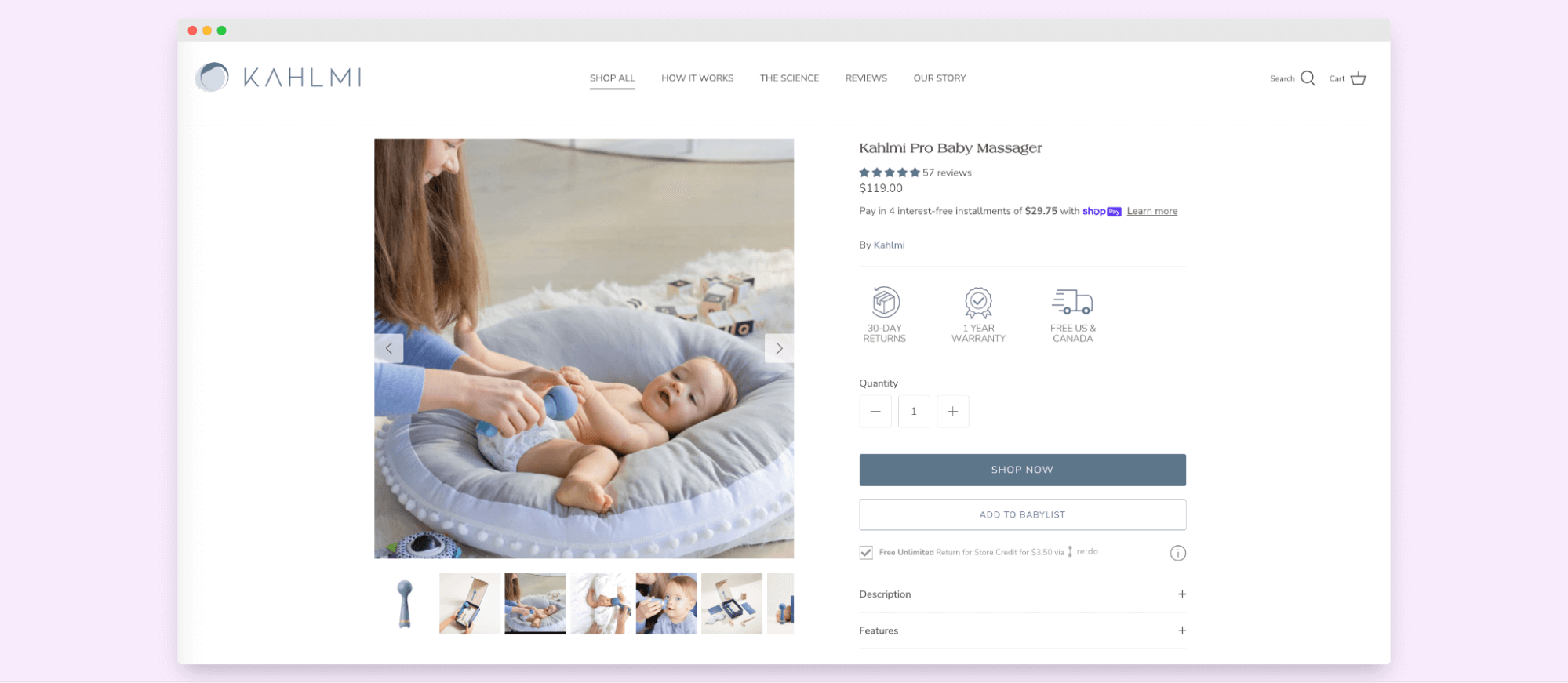 Shopify product page example optimized with Prodport.